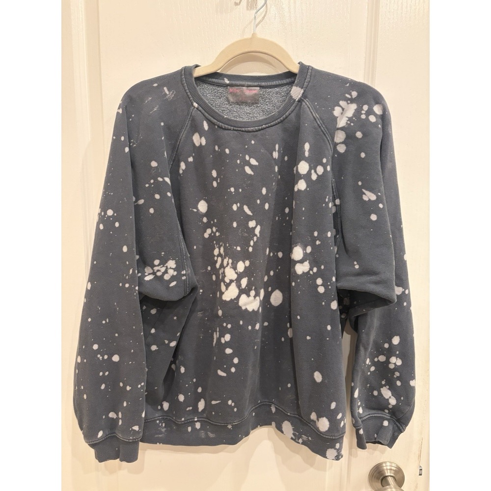 Betsey Johnson Bleached Tie Dye Sweatshirt Pullover Performance Gray Small